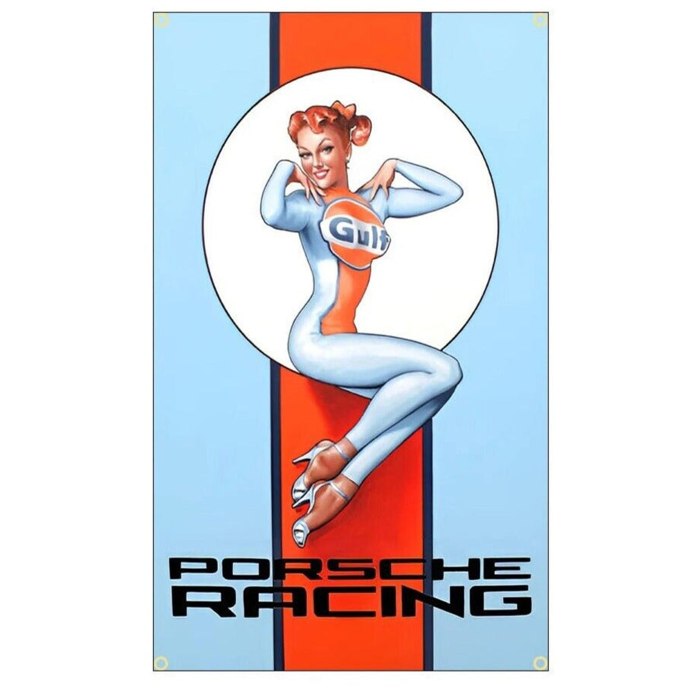 Gulf Oil Porsche Racing Flag Banner 3 ft x 5 ft NEW! Home & Garden:Yard, Garden & Outdoor Living:Décor:Flags Style Your Walls
